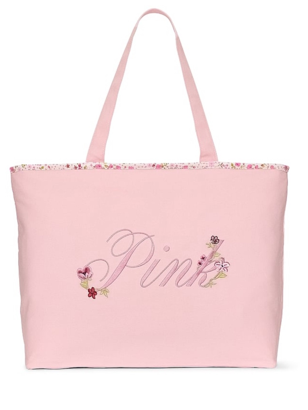 Victoria’s Secret Pink Embroidered Floral Tote Bag